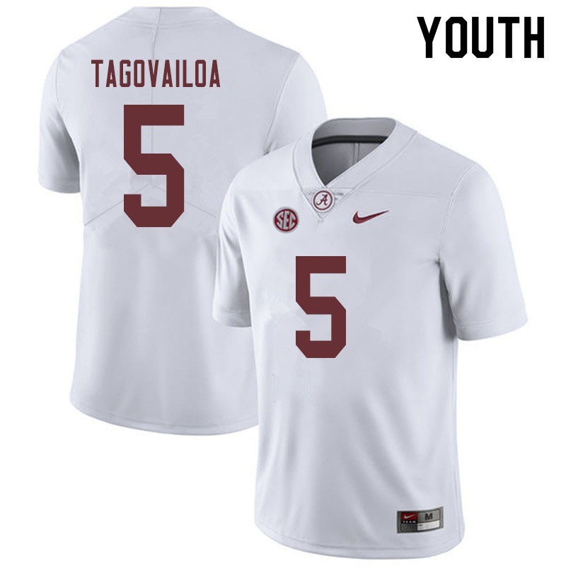Alabama Crimson Tide Youth Taulia Tagovailoa #5 White NCAA Nike Authentic Stitched 2019 College Football Jersey IF16P64LI